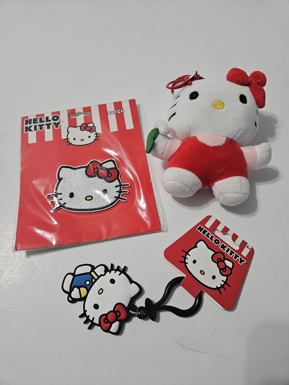 Hello Kitty by Sanrio Rubber Clip On & 5" Plush Hello Kitty Keychains & Embroide